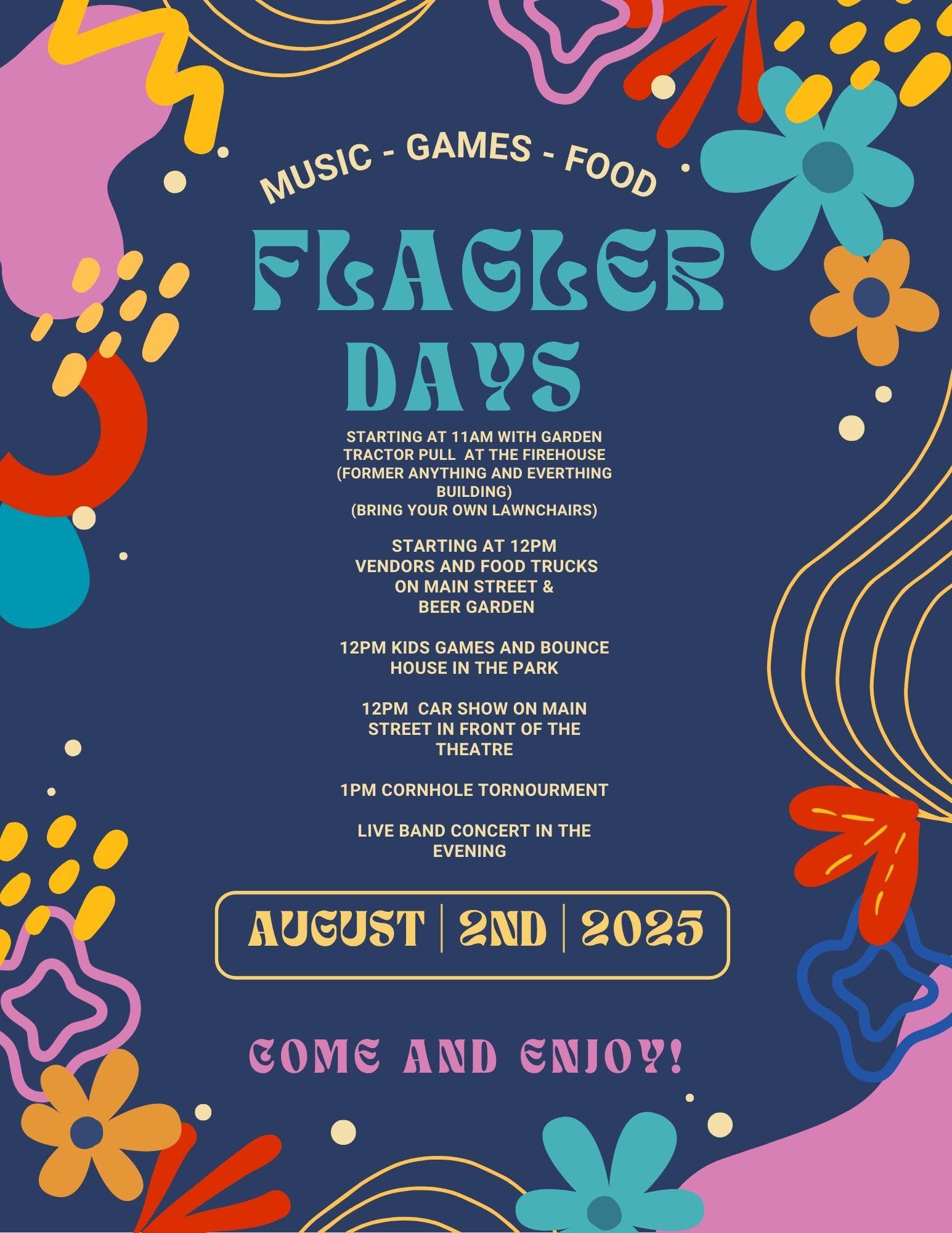 Blue Flagler Days flyer with yellow and blue lettering